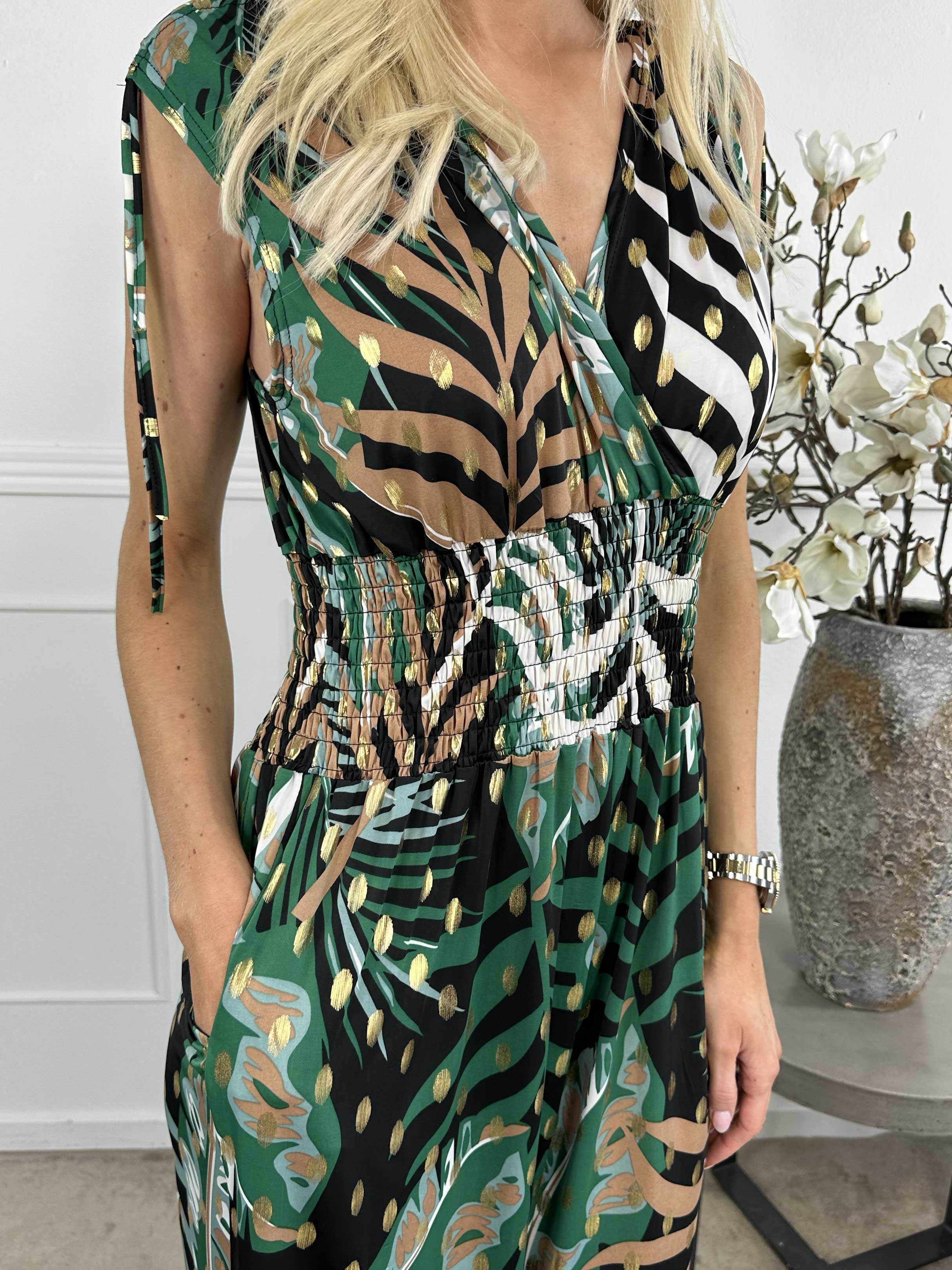 Pams Forest Jumpsuit N/S - Jumpsuit med resår och bladmönster